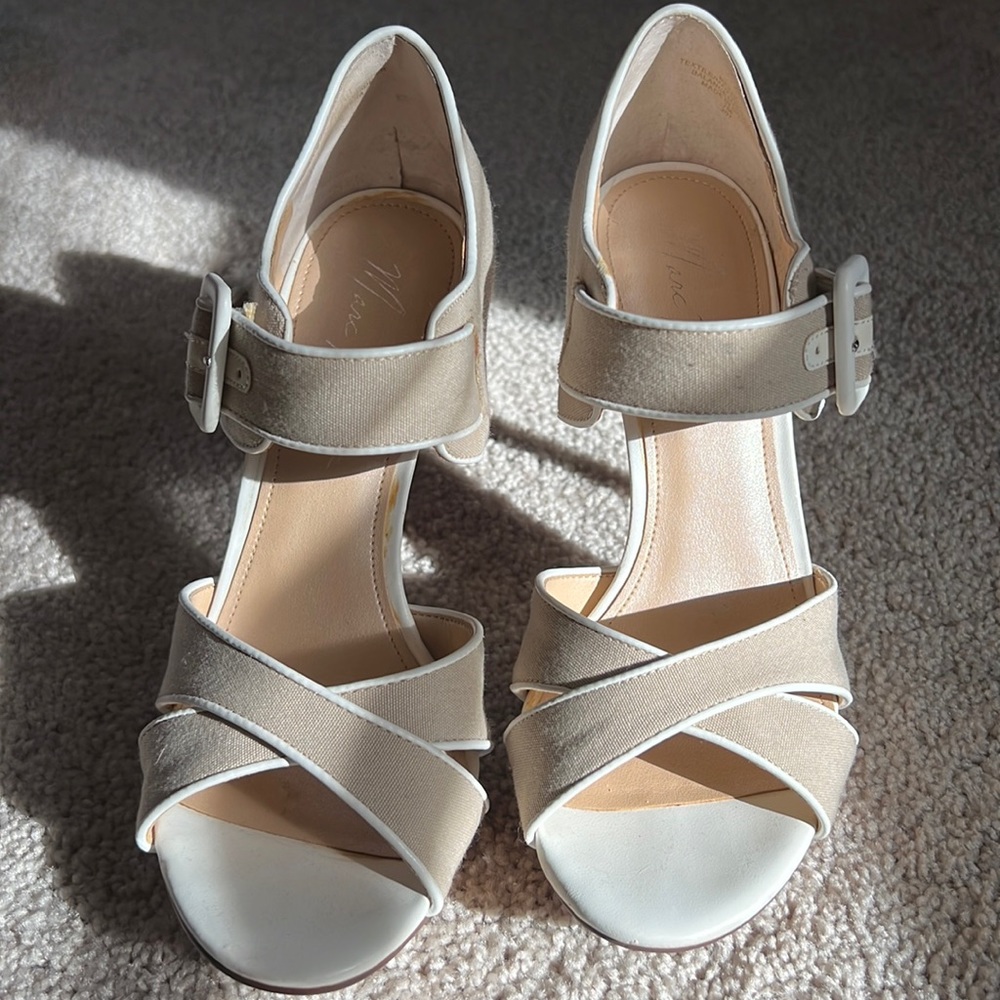 Marc fisher Tan and Cream Heels